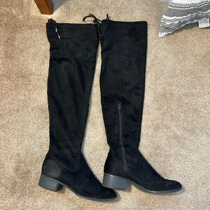 Steve Madden Black Over-the-Knee Boots with Suede Finish
